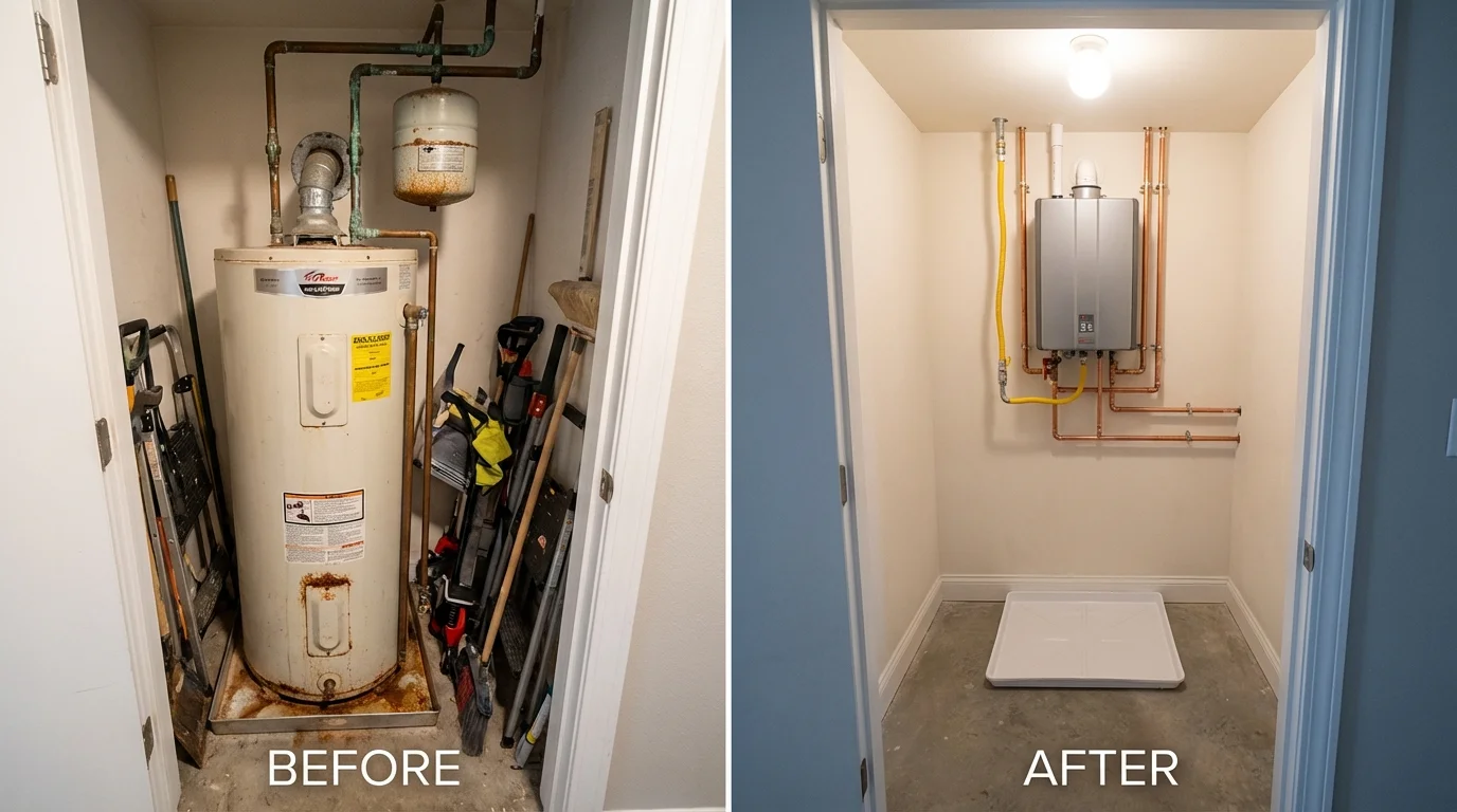 Tank water heater versus wall-mounted tankless unit comparison for Long Beach, NY homeowners
